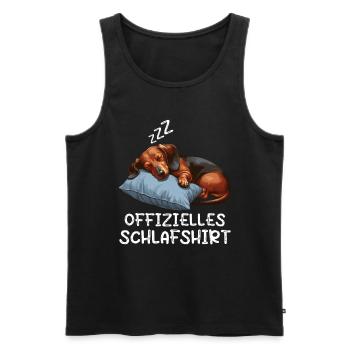 Offizielles Schlafshirt Dackel Dachshund Teckel - Männer Premium Bio Tank Top - Schwarz - Vorne - Michal (187cm)