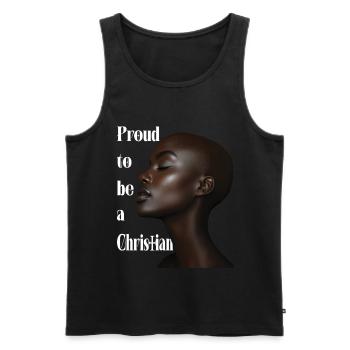proud to bea christian - Men's Premium Organic Tank Top - black - Front - AI Model Male 178 light (178cm)