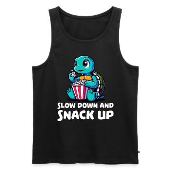Slow down and snack up - Men's Premium Organic Tank Top - black - Front - AI Model Male 178 light (178cm)
