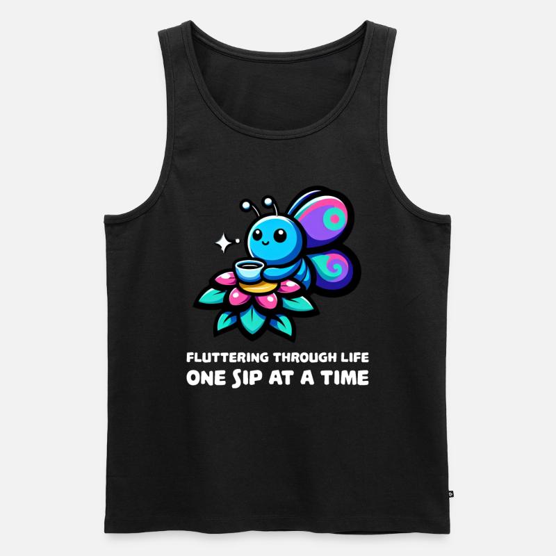 Fluttering Through Life Coffee Butterfly - Männer Premium Bio Tank Top - Schwarz