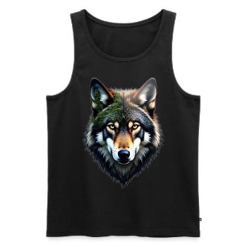 Wolf Kopf - Männer Premium Bio Tank Top - Schwarz - Vorne - AI Model Male 178 light (178cm)