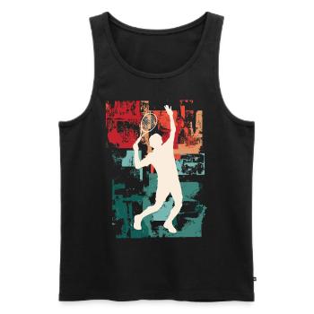 Tennis Tennis Player Player Vintage Retro Colorful - Men's Premium Organic Tank Top - black - Front - Michal (187cm)