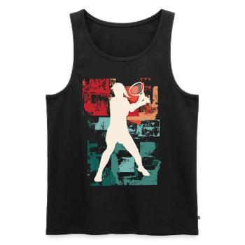 Tennis Tennis Player Woman Sport Vintage Retro - Men's Premium Organic Tank Top - black - Front - Michal (187cm)