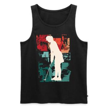 Golf Golfen Golferin Spielerin Sport Hobby Vintage - Männer Premium Bio Tank Top - Schwarz - Vorne - AI Model Male 178 light (178cm)