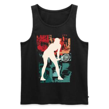Tennis Tennis Player Woman Sport Vintage Retro - Men's Premium Organic Tank Top - black - Front - Michal (187cm)