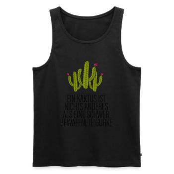Kaktus Bewaffnete Gurke Lustig - Männer Premium Bio Tank Top - Schwarz - Vorne - AI Model Male 178 light (178cm)