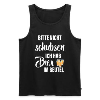 Bitte Nicht Schubsen Ich Hab Bier Im Beutel - Männer Premium Bio Tank Top - Schwarz - Vorne - AI Model Male 178 light (178cm)