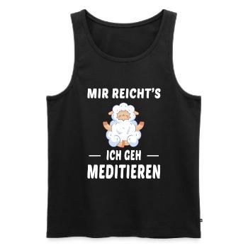 Meditation Meditieren Spruch Lustig Schaf Yoga - Männer Premium Bio Tank Top - Schwarz - Vorne - Michal (187cm)
