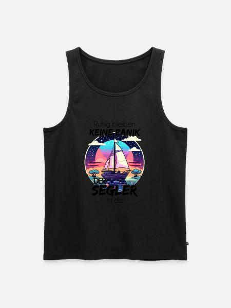 Gå ikke i panik - sømanden er her - sejlbåd - Herre Premium økologisk tanktop - sort