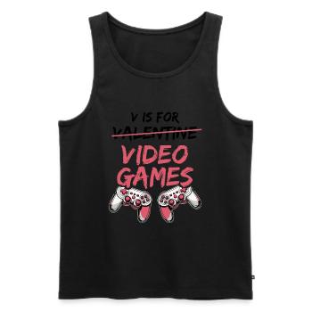 V is for Valentine Video Games - Valentine's Day - Men's Premium Organic Tank Top - black - Front - Michal (187cm)