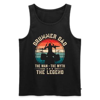 Drummer Dad Schlagzeuger Legende - Männer Premium Bio Tank Top - Schwarz - Vorne - AI Model Male 178 light (178cm)