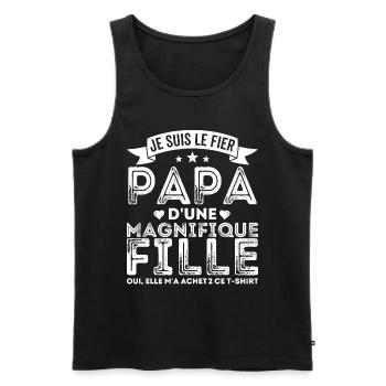 Papa et fille Papa et bébé Humoristique Cadeau - Débardeur bio Premium Homme - noir - Devant - Michal (187cm)