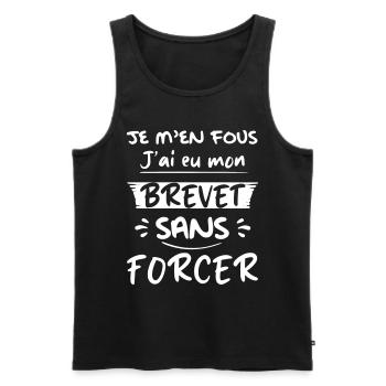 Je M'en Fous J'ai eu mon Brevet Sans Forcer - Débardeur bio Premium Homme - noir - Devant - AI Model Male 178 light (178cm)