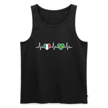 Brasilien Italien Heartbeat Flagge Brasilien - Männer Premium Bio Tank Top - Schwarz - Vorne - Michal (187cm)