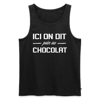 Ici On Dit Pain Au Chocolat Chocolatine Humour - Débardeur bio Premium Homme - noir - Devant - Michal (187cm)