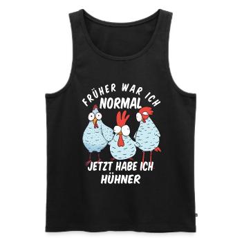 Huhn Früher war ich normal jetzt habe ich Hühner - Männer Premium Bio Tank Top - Schwarz - Vorne - Michal (187cm)