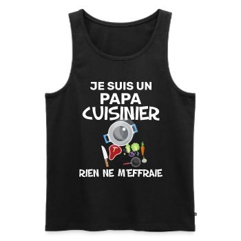 Le meilleur papa cuisinier courageux - Débardeur bio Premium Homme - noir - Devant - Michal (187cm)