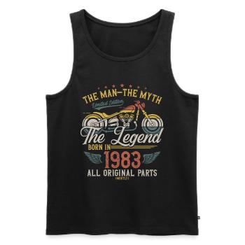 1983 Vintage Man Myth Legend Motorcycle - Men's Premium Organic Tank Top - black - Front - Michal (187cm)