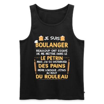boulanger humour ifée cadeau boulangerie homme - Débardeur bio Premium Homme - noir - Devant - Michal (187cm)