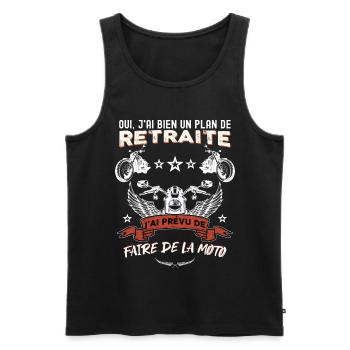 Moto vintage-plan de retraite motard - Débardeur bio Premium Homme - noir - Devant - Michal (187cm)