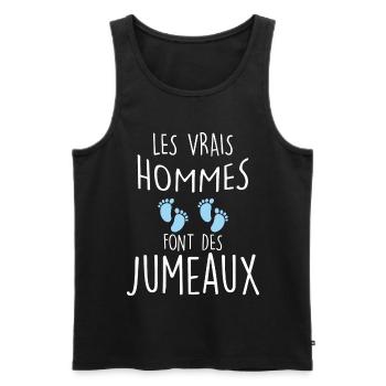 Papa de jumeaux Annonce Naissance Humour - Débardeur bio Premium Homme - noir - Devant - Michal (187cm)