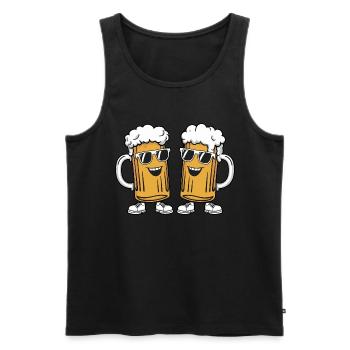 Zwei lustige Bierkrüge mit Sonnenbrille Bier - Männer Premium Bio Tank Top - Schwarz - Vorne - Michal (187cm)