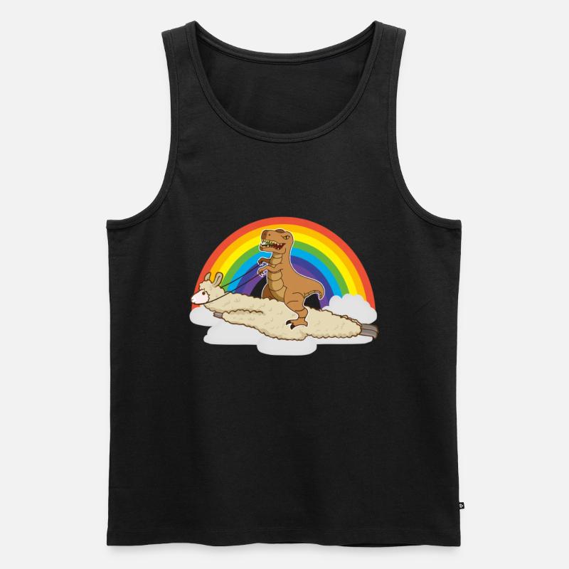 Dinosaurier Lama - Männer Premium Bio Tank Top - Schwarz