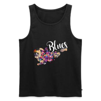 guitare blues - Débardeur bio Premium Homme - noir - Devant - AI Model Male 178 light (178cm)