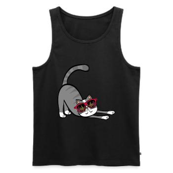 cool cat - Men's Premium Organic Tank Top - black - Front - AI Model Male 178 light (178cm)