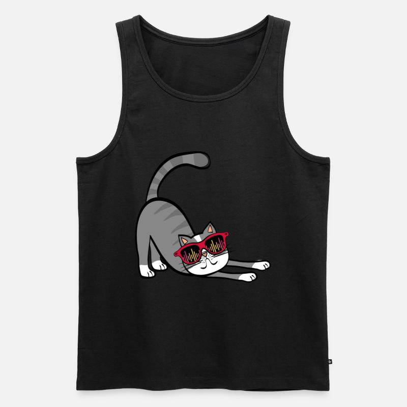 coole Katze - Männer Premium Bio Tank Top - Schwarz