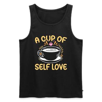Kaffee Mental Psychische Gesundheit Kaffetrinker - Männer Premium Bio Tank Top - Schwarz - Vorne - AI Model Male 178 light (178cm)