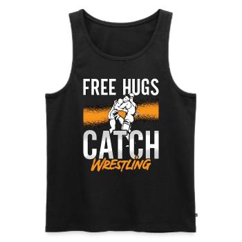 Catch Wrestling Free Hugs Lutteur Combat Grappling - Débardeur bio Premium Homme - noir - Devant - Michal (187cm)