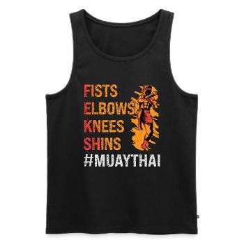 Muay Thai Fists Elbows Knees Shins Fighter Boxing - Men's Premium Organic Tank Top - black - Front - Michal (187cm)