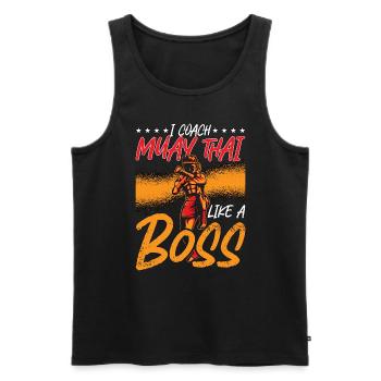 J’entraîne le Muay Thai comme un boss fighter Thai Boxing - Débardeur bio Premium Homme - noir - Devant - Michal (187cm)