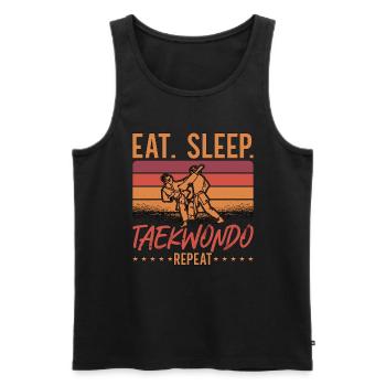 Taekwondo Eat Sleep Taekwondo Repeat Fighter Retro - Männer Premium Bio Tank Top - Schwarz - Vorne - Michal (187cm)