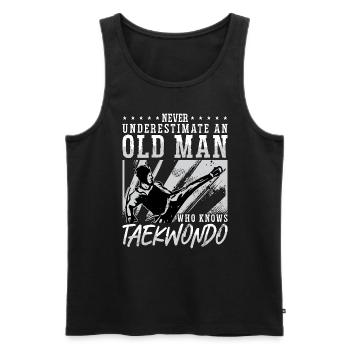 Le taekwondo ne sous-estime jamais un vieil homme combattant - Débardeur bio Premium Homme - noir - Devant - Michal (187cm)