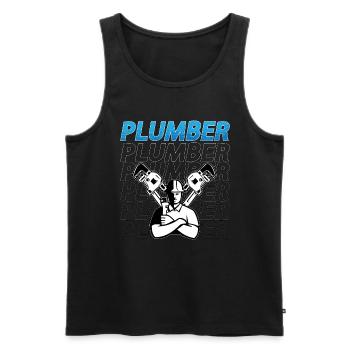 Plombier Outil Construction Plomberie Tuyauterie Plombiers - Débardeur bio Premium Homme - noir - Devant - Michal (187cm)
