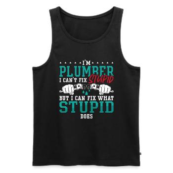 Plombier Je ne peux pas réparer stupide plomberie Plombiers - Débardeur bio Premium Homme - noir - Devant - Michal (187cm)