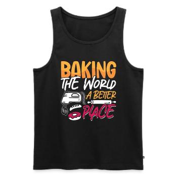 Baker Baking The World A Better Place Bakery Cake - Men's Premium Organic Tank Top - black - Front - Michal (187cm)