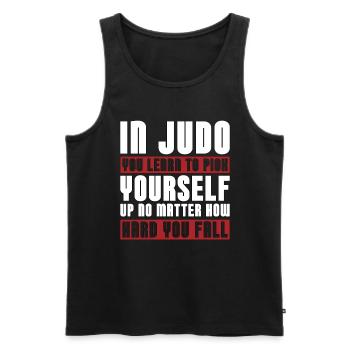 En Judo, vous apprenez le combat d’entraînement au karaté combattant - Débardeur bio Premium Homme - noir - Devant - Michal (187cm)