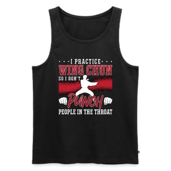 Je pratique les arts martiaux Wing Chun Fighter Kung Fu - Débardeur bio Premium Homme - noir - Devant - AI Model Male 178 light (178cm)