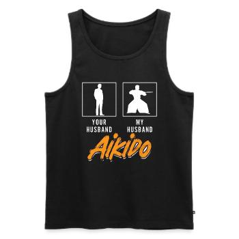 Aikido Your Husband My Husband Fighter Samurai - Männer Premium Bio Tank Top - Schwarz - Vorne - AI Model Male 178 light (178cm)