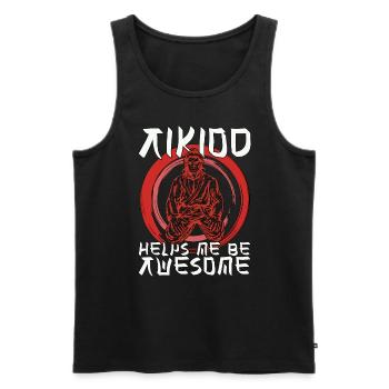 Aikido Helps Me Be Awesome Fighter Samurai - Männer Premium Bio Tank Top - Schwarz - Vorne - AI Model Male 178 light (178cm)
