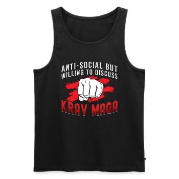 Krav Maga Anti-Social But Martial Arts MMA Fighter - Men's Premium Organic Tank Top - black - Front - AI Model Male 178 light (178cm)