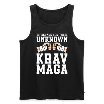 Krav Maga se prépare pour le combattant MMA de combat rapproché - Débardeur bio Premium Homme - noir - Devant - AI Model Male 178 light (178cm)