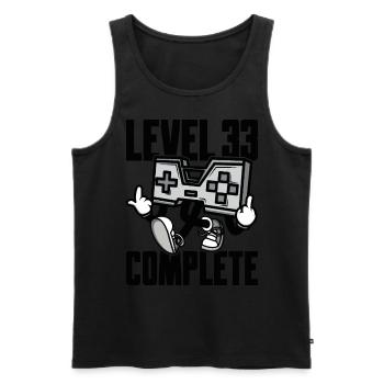 Level 33 Complete Geburtstagsgeschenk 33 Jahre - Männer Premium Bio Tank Top - Schwarz - Vorne - Michal (187cm)