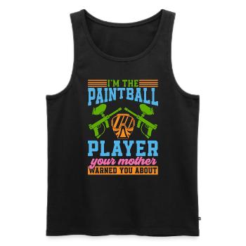 Paintball Je suis le joueur de paintball Splatter Player - Débardeur bio Premium Homme - noir - Devant - Michal (187cm)