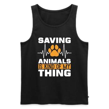 Veterinary Saving Animals Is Vet Tech Veterinarian - Men's Premium Organic Tank Top - black - Front - Michal (187cm)