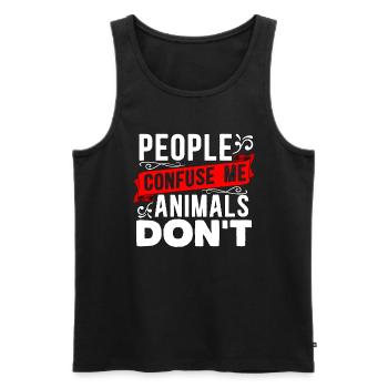 Animal Officer Les gens me confondent Officier des animaux - Débardeur bio Premium Homme - noir - Devant - AI Model Male 178 light (178cm)
