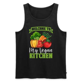 Chef végétalien Bienvenue dans mes chefs végétaliens à base de plantes - Débardeur bio Premium Homme - noir - Devant - Michal (187cm)